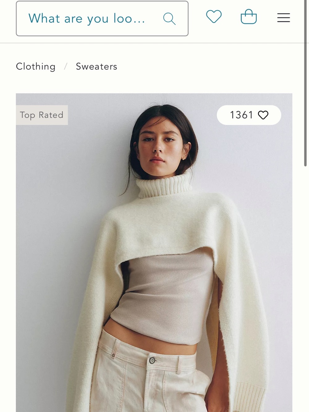 By Anthropologie Funnel Neck Cropped Shrug